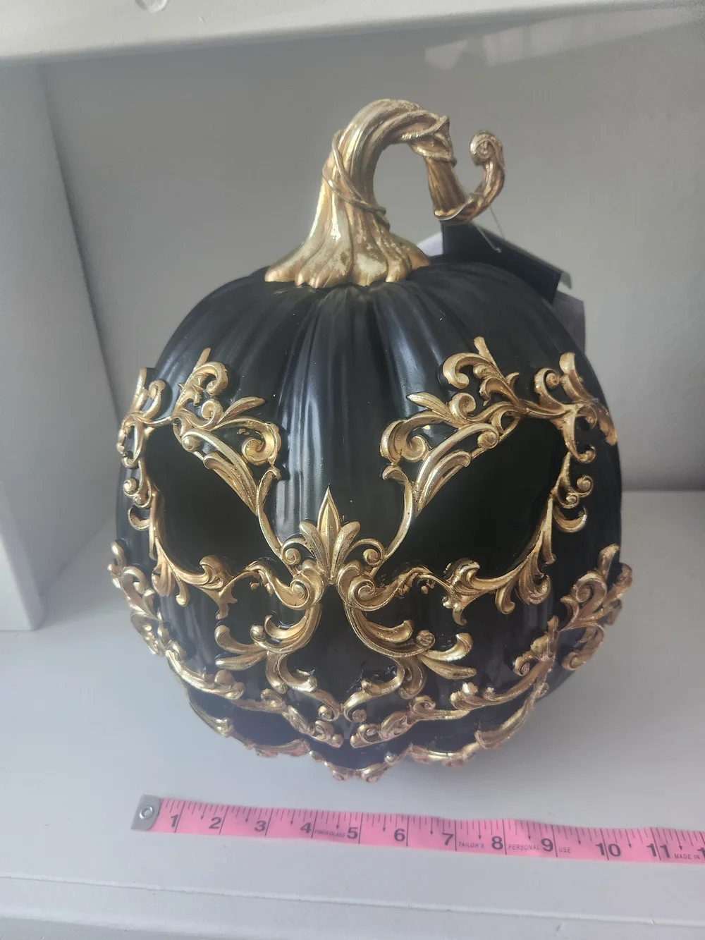 Christian Siriano Black and Gold LED Pumpkin Lantern Gothic 12 X 15 Rare